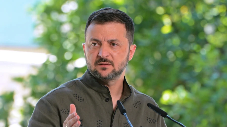 Президент України Володимир Зеленський під час пресконференції за підсумками саміту «Коаліції охочих» у Києві 24 серпня 2026
