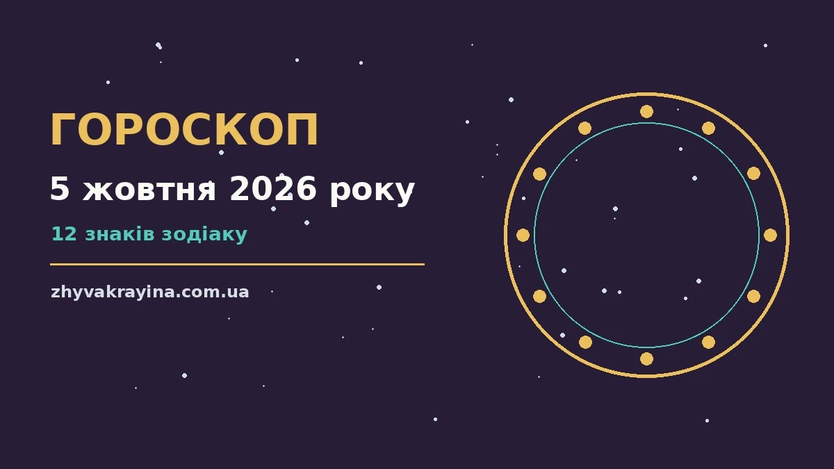 Щоденний гороскоп на 5 жовтня 2026 року з порадами для дванадцяти знаків Зодіаку